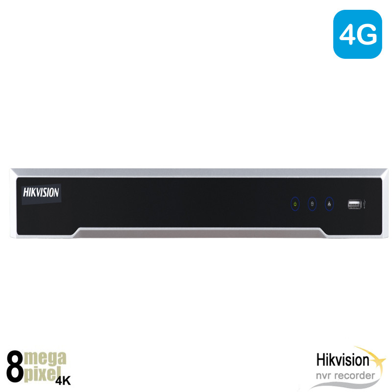 Hikvision 4K NVR recorder - AcuSense - 8x PoE - 4G module - 7608NI-K2/8P/4G