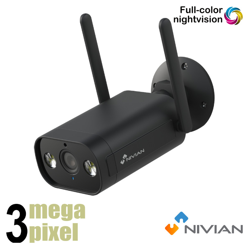 Nivian 3MP wifi camera - 10m - 4mm - Smart Home - Full color - Audio - 02B-L