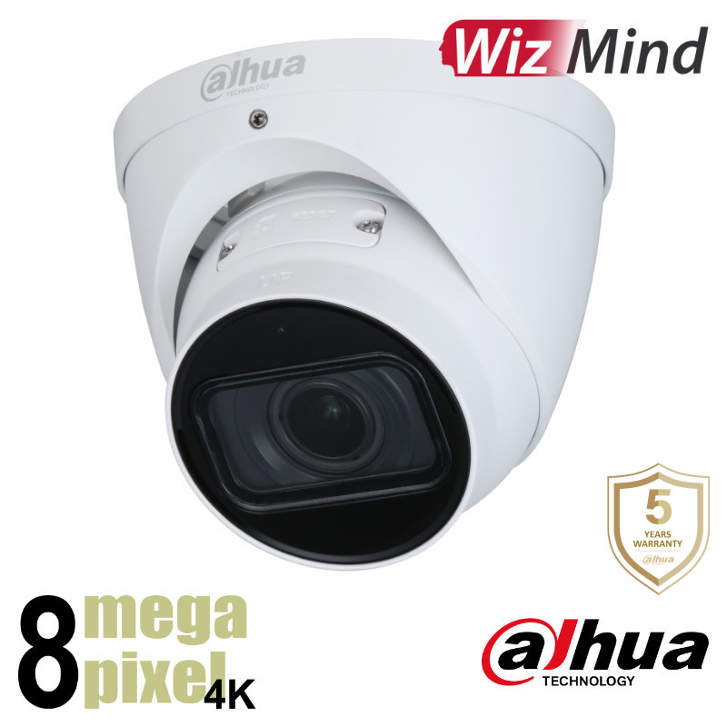 Dahua 4K IP dome - 50m - motorzoom - Starlight - WizMind - HDW5842T-ZE
