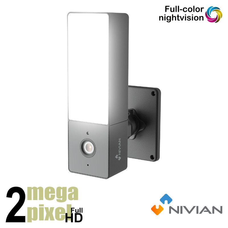Nivian Full HD wifi camera - 10m - 3.6mm - Smart Home - Buitenlamp - Audio - L1