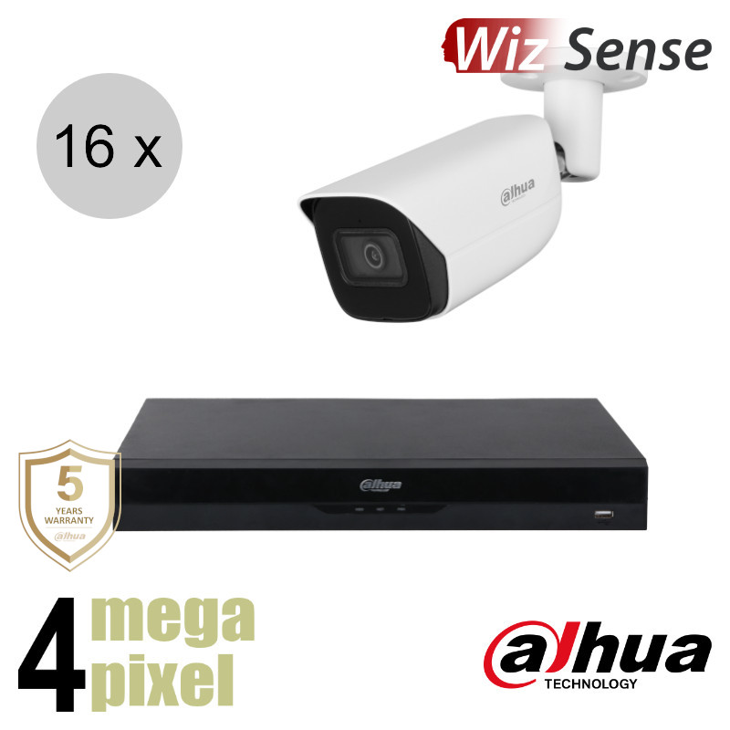 Dahua 4MP IP cameraset - WizSense - 16 bullet camera's - starlight - audio - 2.8mm - 50m - ips164db1