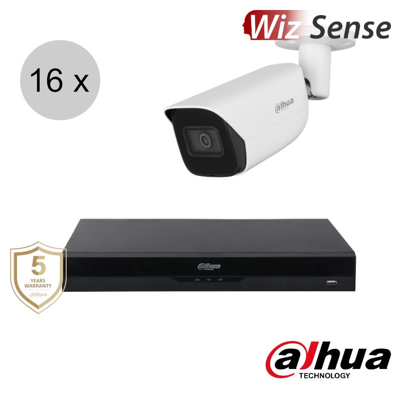 Dahua 4MP IP cameraset - WizSense - 16 bullet camera's - starlight - audio - 2.8mm - 50m - ips164db1