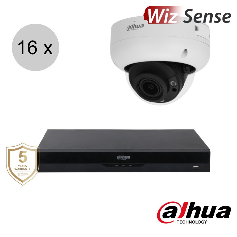 Dahua 4MP IP cameraset - WizSense - 16 dome camera's - motorzoom - starlight - 40m - ips164ddm1