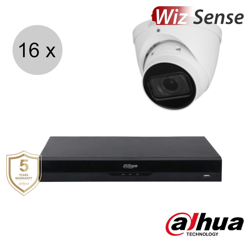 Dahua 4MP IP cameraset - WizSense - 16 turret dome camera's - motorzoom - starlight - 40m - ips164dtm1