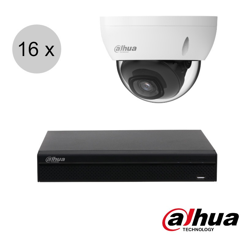 Dahua 5MP IP camerasysteem - 30m nachtzicht - 16 dome camera's | ips165d1