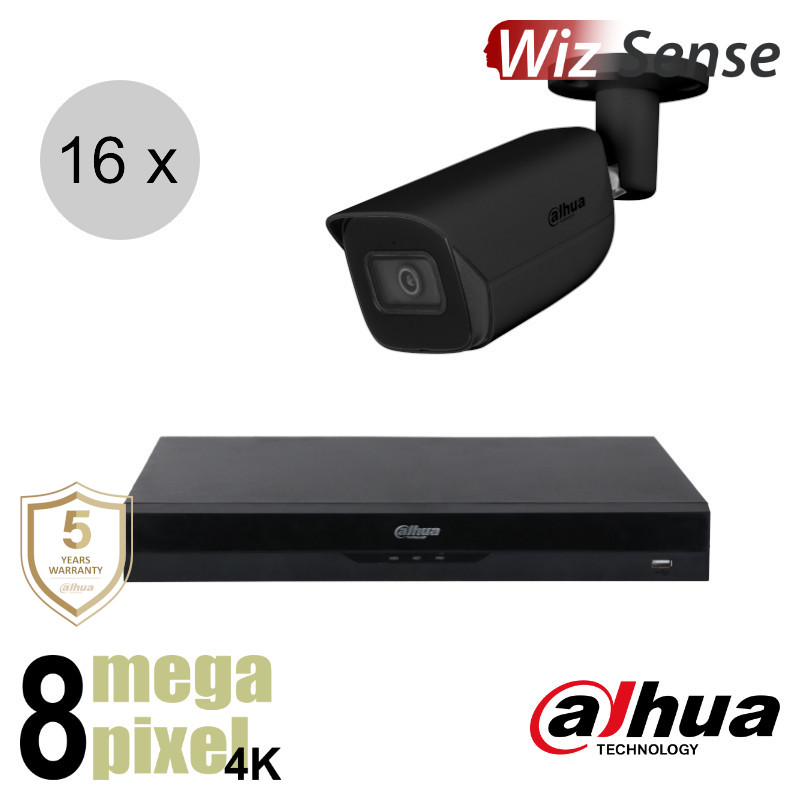 Dahua 4K IP cameraset - WizSense - 16 bullet camera's - starlight - audio - 2.8mm - 30m - ips168db2