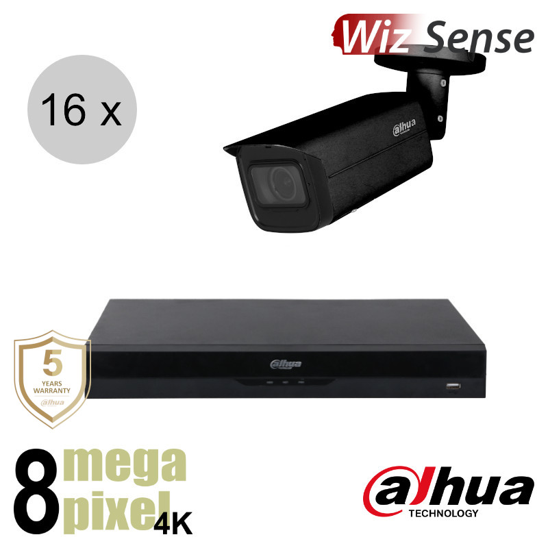 Dahua 4K IP cameraset - WizSense - 16 bullet camera's - motorzoom - starlight - 60m - ips168dbm2