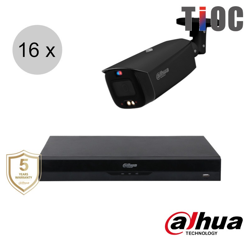 Dahua 4K IP cameraset - TiOC - 16 bullet camera's - actieve afschrikking - 2.8mm - 30m - ips168db4