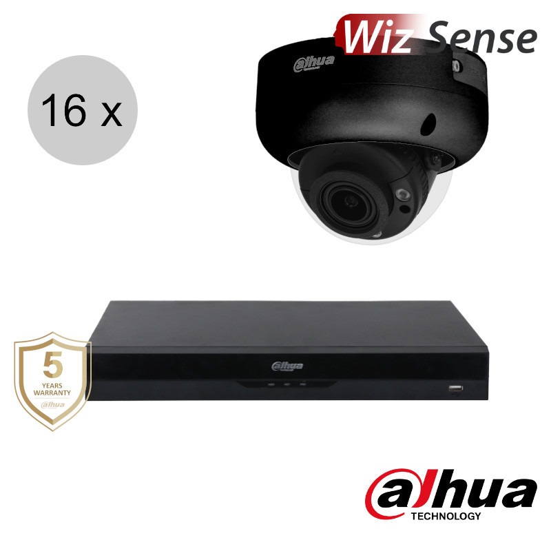 Dahua 4K IP cameraset - WizSense - 16 dome camera's - motorzoom - starlight - 40m - ips168ddm2