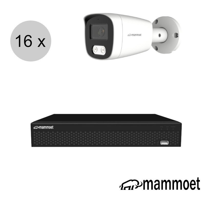 Aanbieding: van € 2995.- naar 2095,-Mammoet 4K IP camerasysteem - 16 camera's - slimme bewegingsdetectie - 25m nachtzicht | ips168mb1