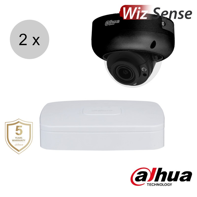 Dahua 4MP IP cameraset - WizSense - 2 dome camera's - motorzoom - starlight - 40m - ips24ddm2