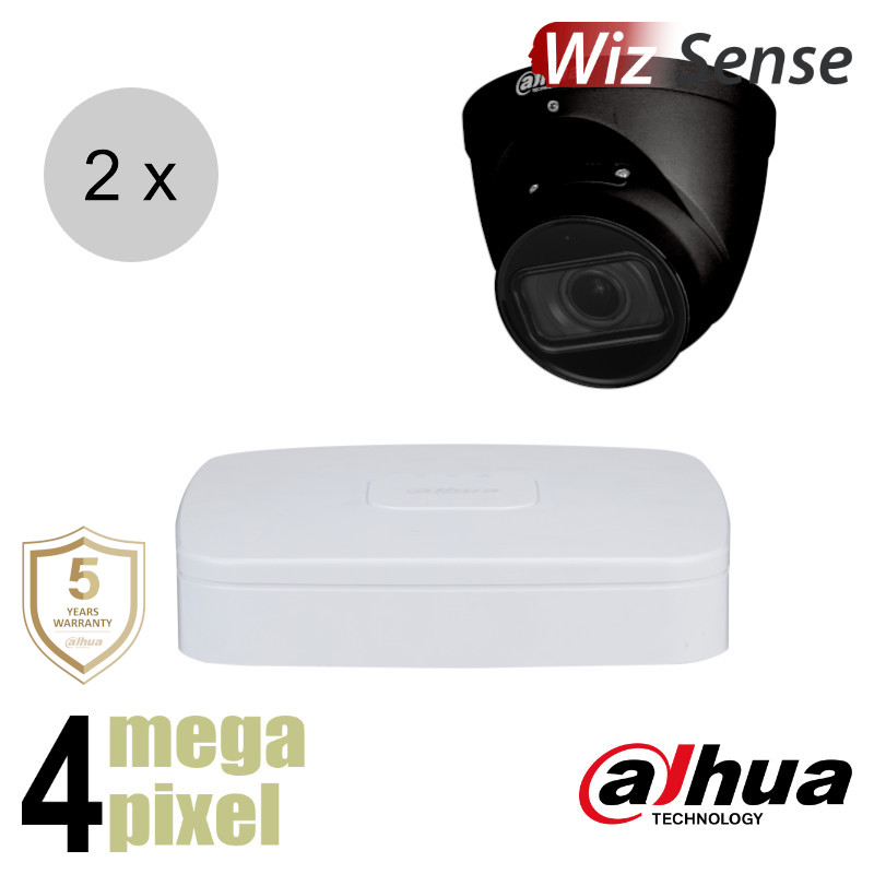 Dahua 4MP IP cameraset - WizSense - 2 turret dome camera's - motorzoom - starlight - 40m - ips24dtm2