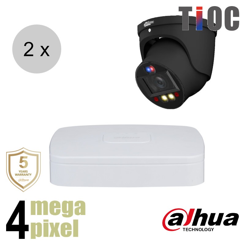 Dahua 4MP IP cameraset - TiOC - 2 turret dome camera's - actieve afschrikking - motorzoom - 40m - ips24dtm4