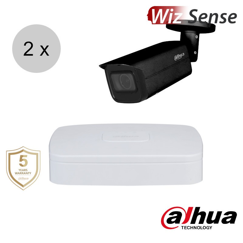 Dahua 4K IP cameraset - WizSense - 2 bullet camera's - motorzoom - starlight - 60m - ips28dbm2