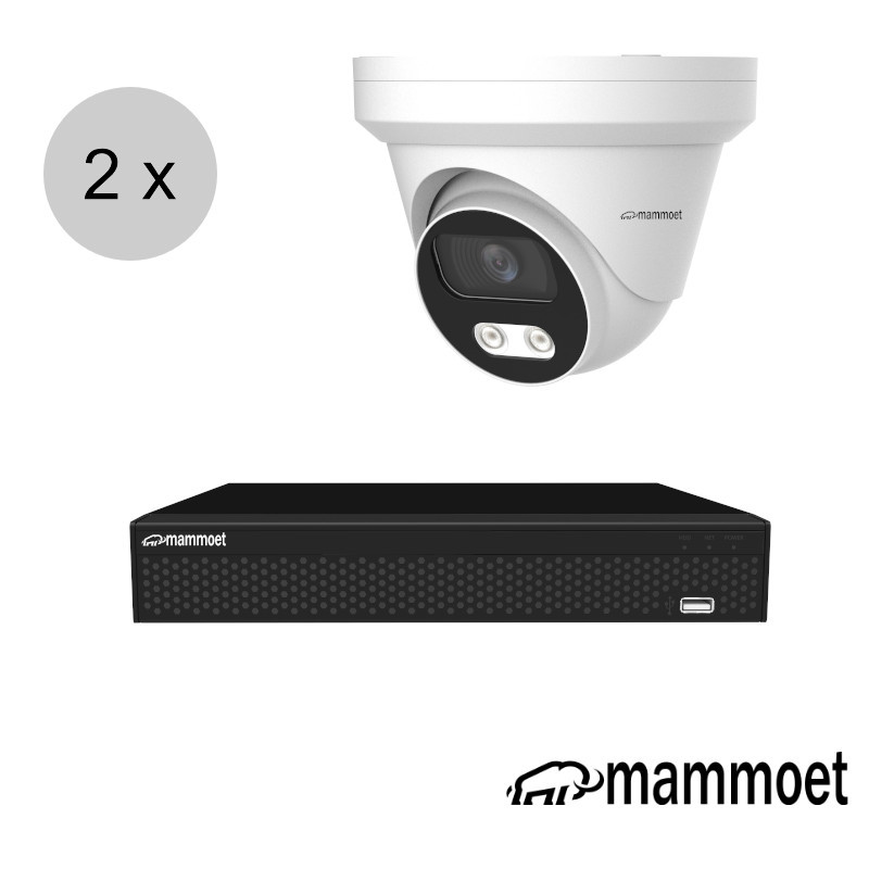 Aanbieding: van € 495.- naar 349.95 Mammoet 4K IP camerasysteem - 2 camera's - slimme bewegingsdetectie - 25m nachtzicht | ips28mt1