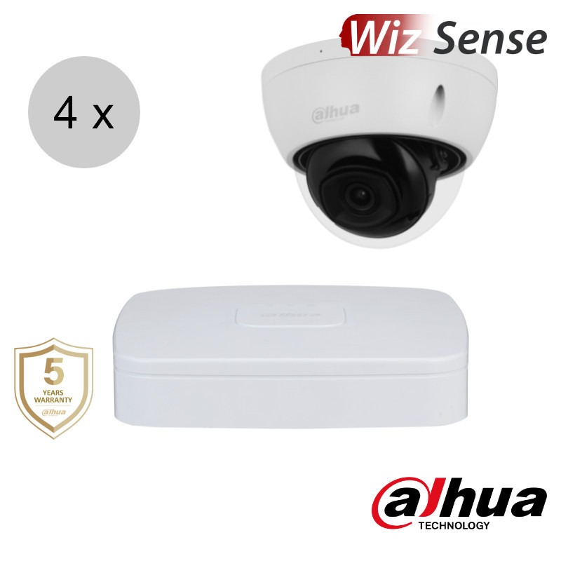Dahua Full HD IP cameraset - WizSense - 4 dome camera's - starlight - audio - 2.8mm - 30m - ips42dd1