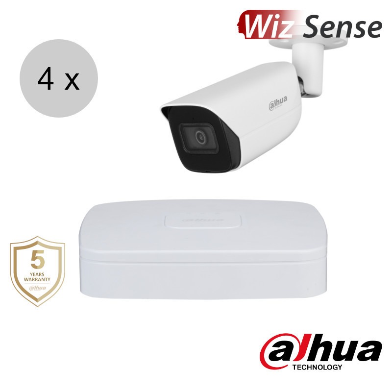 Dahua 4MP IP cameraset - WizSense - 4 bullet camera's - starlight - audio - 2.8mm - 50m - ips44db1