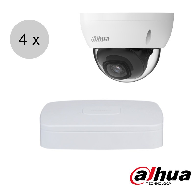 Dahua 5MP IP cameraset- Wizsense - 4 dome camera's - 2.8 mm - 30m- starlight- ips45d1