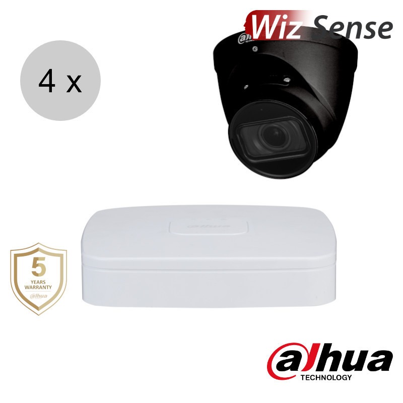 Dahua 4K IP cameraset - WizSense - 4 turret dome camera's - motorzoom - starlight - 40m - ips48dtm2