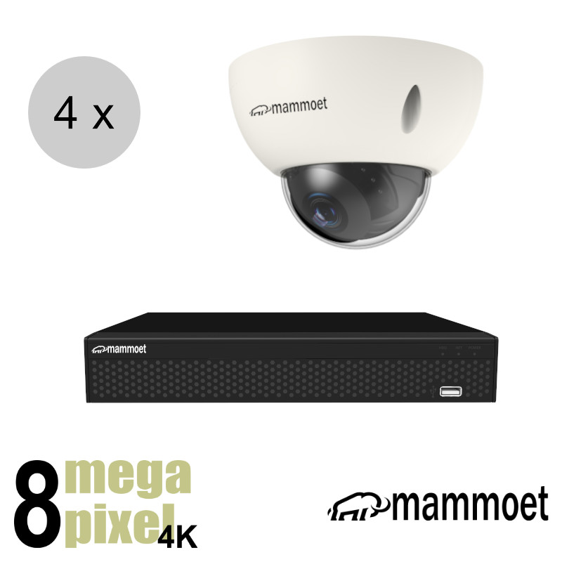 Aanbieding: van € 850.- naar 595,- Mammoet 4K IP camerasysteem - 4 camera's - slimme bewegingsdetectie - 20m nachtzicht | ips48md1