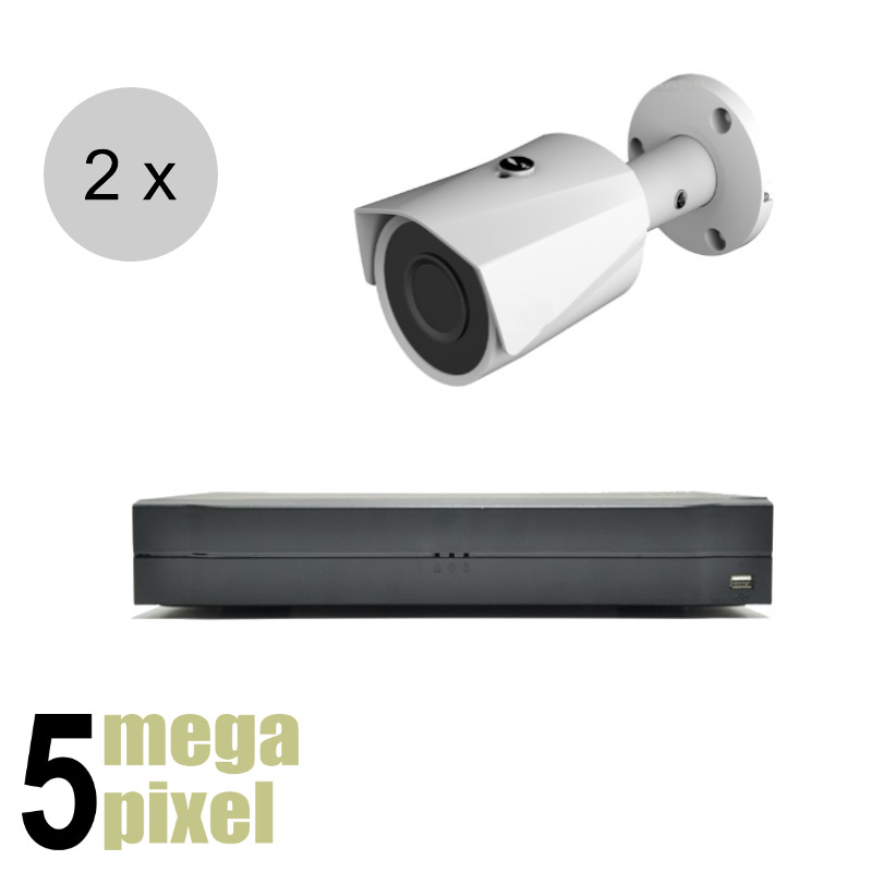 Aanbieding: EMpower 5 megapixel camerasysteem 2 x bullet camera - nachtzicht 30m - ips50