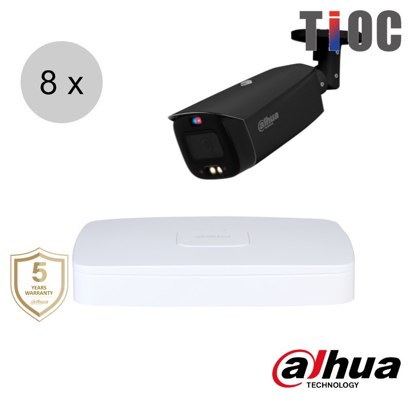 Dahua 4MP IP cameraset - TiOC - 8 bullet camera's - actieve afschrikking - motorzoom - 40m - ips84dbm4