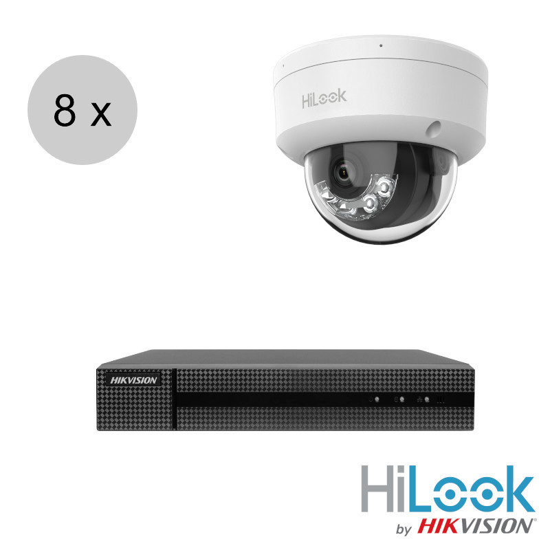 Hikvision 4MP IP cameraset - MD2.0 - 8 dome camera's - full colour - audio - 2.8mm - 30m - ips84hd1