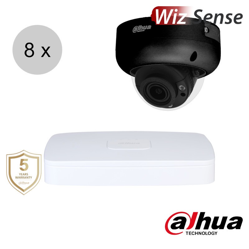 Dahua 4K IP cameraset - WizSense - 8 dome camera's - motorzoom - starlight - 40m - ips88ddm2
