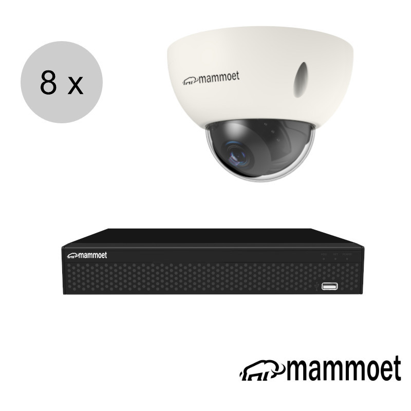 Aanbieding: van € 1625.- naar 1125,- Mammoet 4K IP camerasysteem - 8 camera's - slimme bewegingsdetectie - 20m nachtzicht | ips88md1