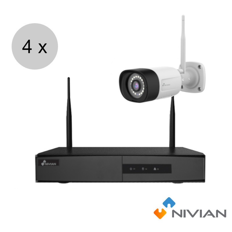 Nivian 3MP wifi camerasysteem | 4x Bullet Cameras & 16-kanalen – KIT1630W6-4