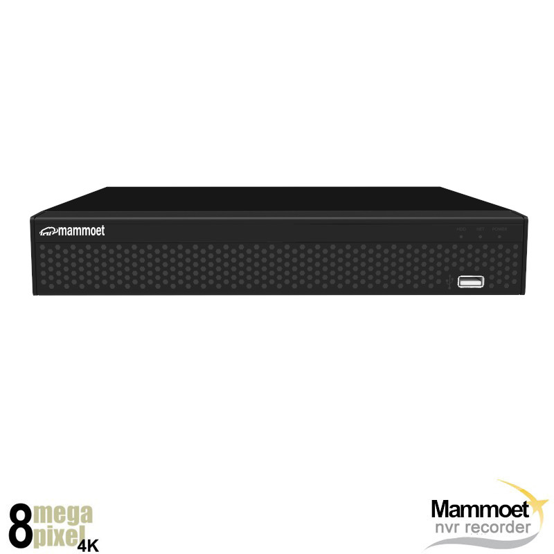 Aanbieding van €199.95 naar €149.95 Mammoet 4K NVR recorder - 9 kanaals - 4x PoE | MAMR4DP