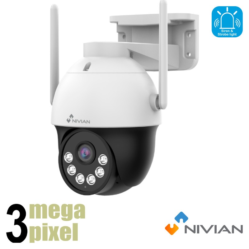 Nivian 3MP bestuurbare wifi camera - 20m - 4mm - Audio - Pan/Tilt - MOTOCAM30-W6