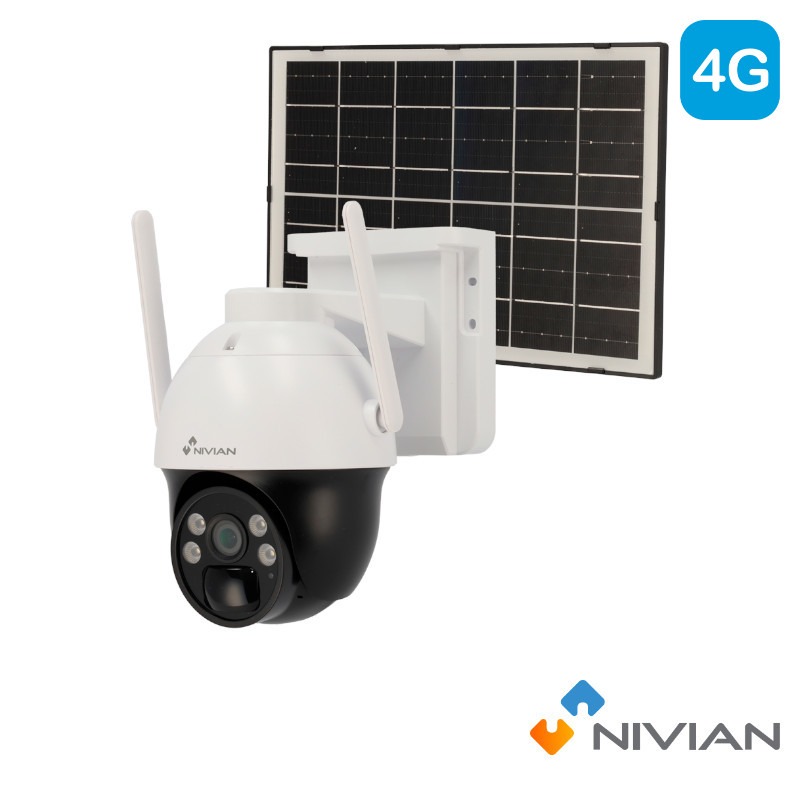 Nivian 3MP 4G Camera met Zonnepaneel | Accu & Nachtzicht – CAM02S-SOLAR4G