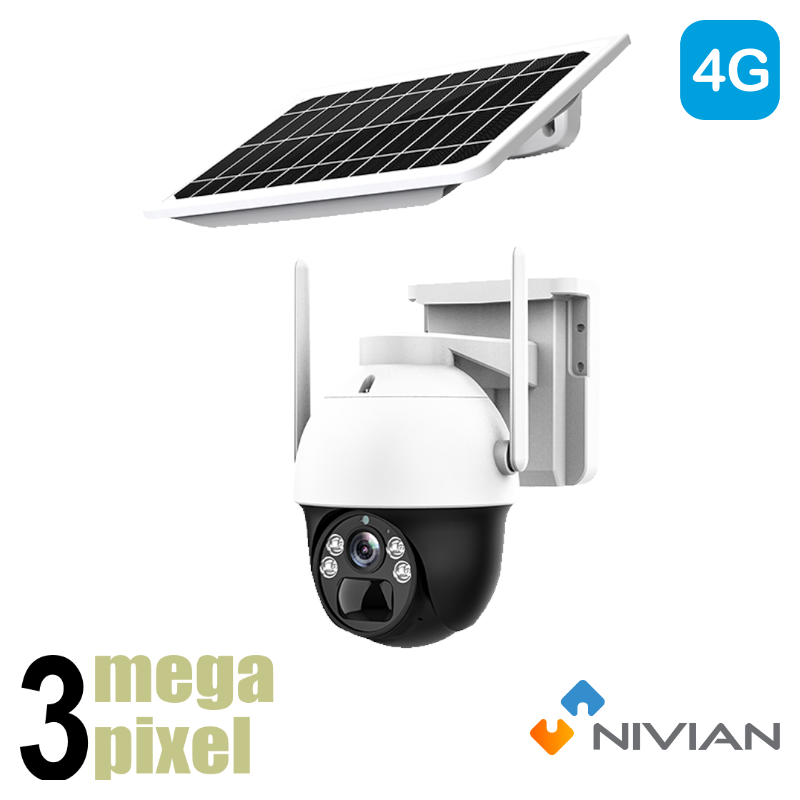 2e kans: Nivian 3MP 4G camera - microfoon en speaker - accu - zonnepaneel - CAM02S-SOLAR4GK