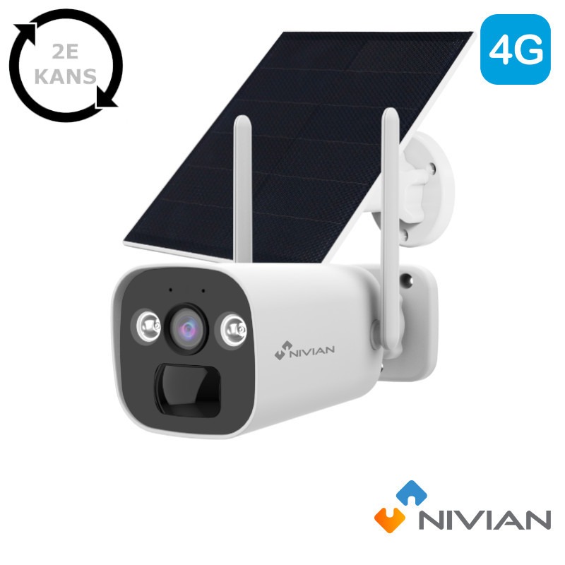 2e kans: Nivian 3MP 4G camera - audio - accu + zonnepaneel - CAM01-SOLAR4GK