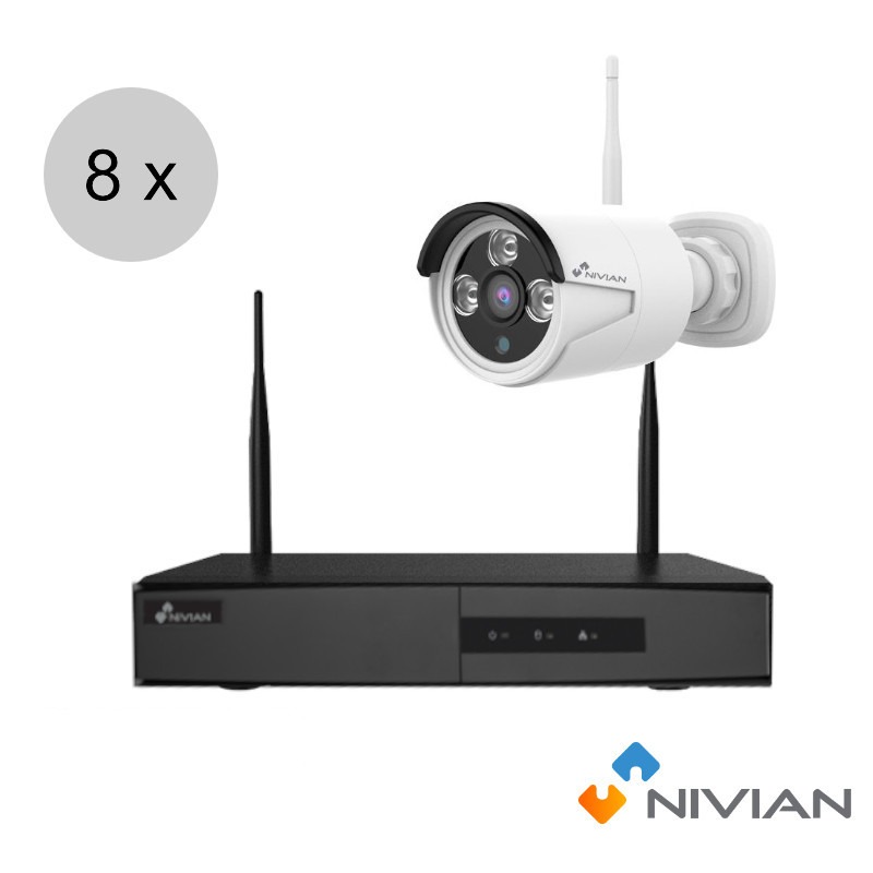 Nivian 3MP wifi camerasysteem | 8x Bullet Cameras & 10-kanalen – KIT830W-8