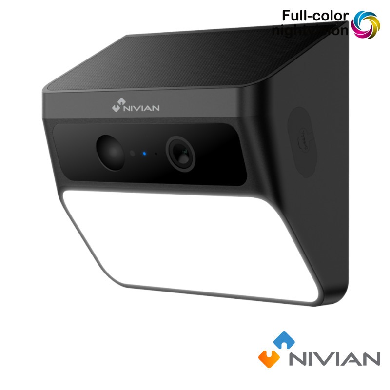 Nivian 3MP Wifi Camera met Buitenlamp en Zonnepaneel – Accu - NVS-IPC-SOLARLIGHT