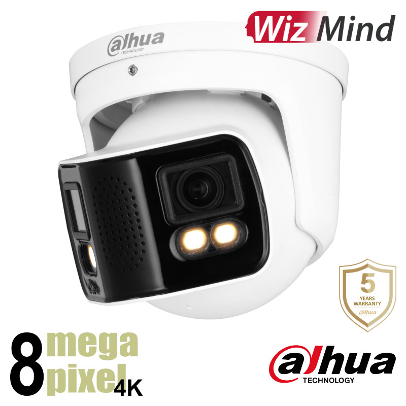 Dahua 2x 4MP IP dome - 40m - 180 graden - Full Color - WizMind - PDW5849-A180-E2