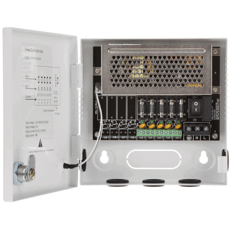 Dahua centrale voedingskast - 12 volt - 4 A - 5 aansluitingen - PFM340-5CH