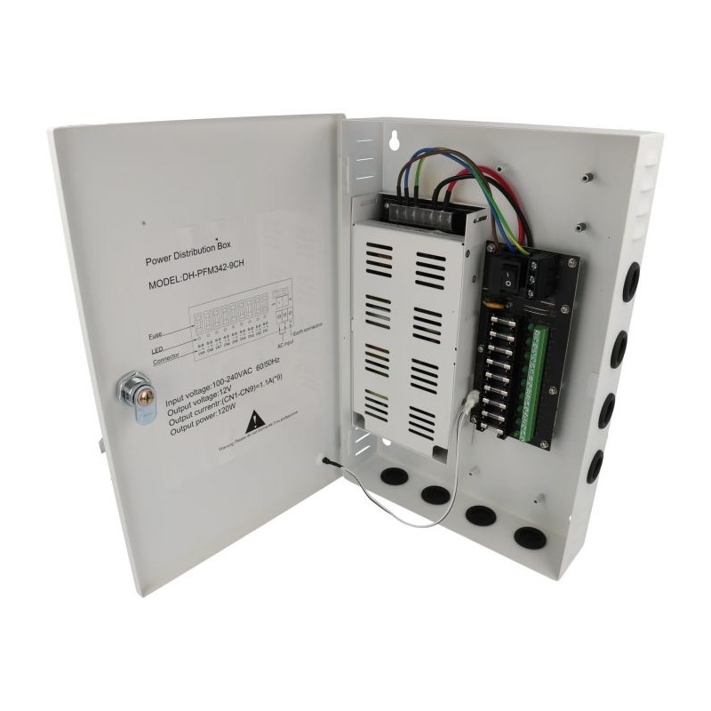 Dahua centrale voedingskast - 12 volt - 120 watt - 9 aansluitingen - PFM342-9CH