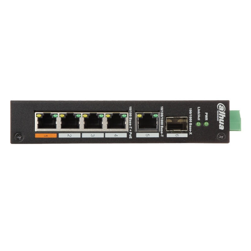 Dahua PoE switch 60W - Unmanaged - 4 poorten + 2 uplink - tot 1000Mbps - PFS3106-4ET-60