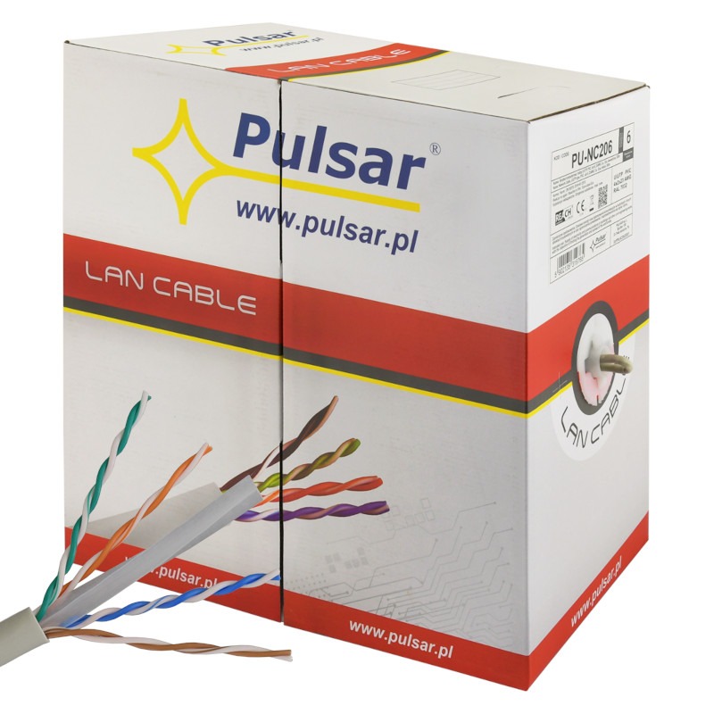 Pulsar UTP-kabel op rol - 305 meter - CAT6 - grijs - PU-NC206