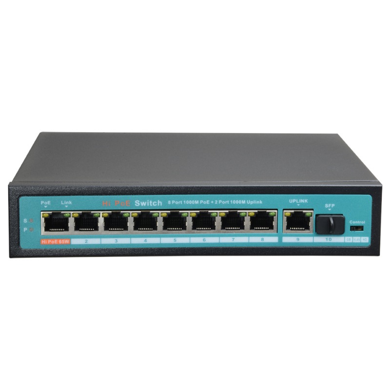 Dahua OEM PoE switch 120W - Unmanaged - 8 poorten + 2 uplink - tot 1000Mbps - SW1008-GF-120-HIPOE