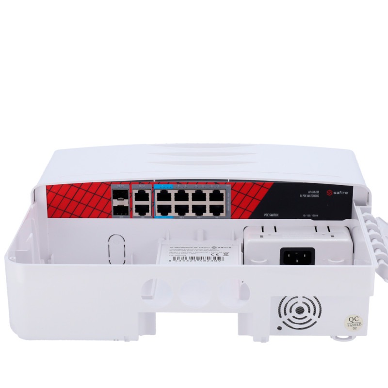 Safire PoE switch 120W - Unmanaged - 8 poorten + 4 uplink - geschikt voor buiten - SF-SW1208HIPOE-GF-120-OUT