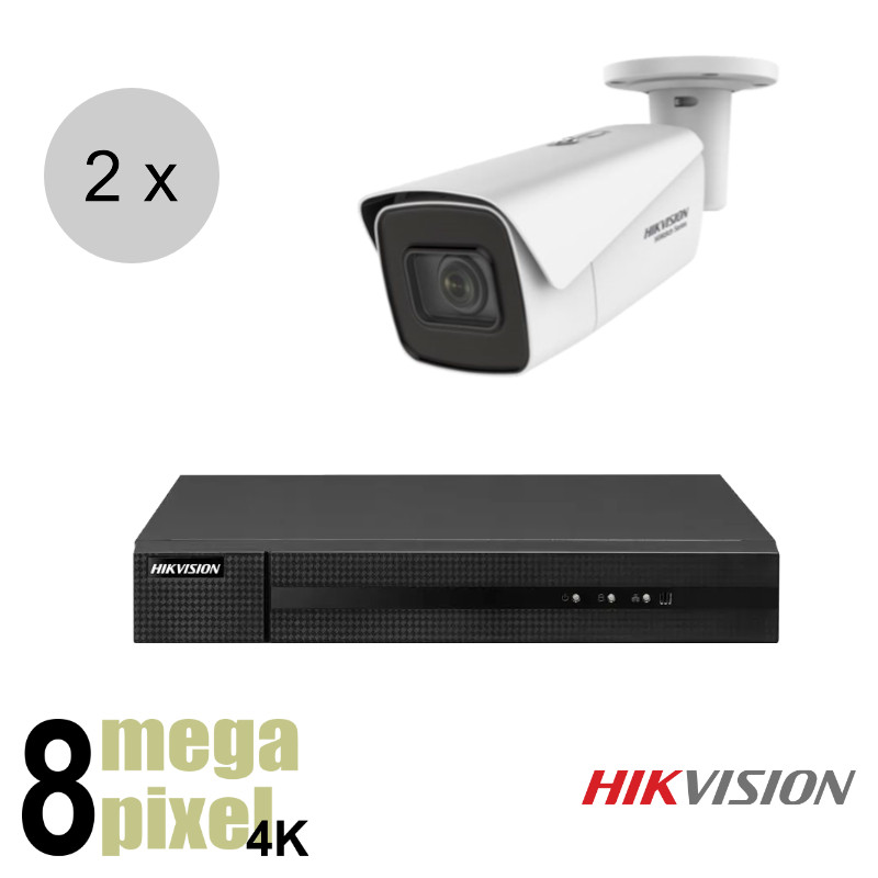 Hikvision 4K IP camerasysteem - HiWatch- PoE - 2 camera's - motorzoom - hik203