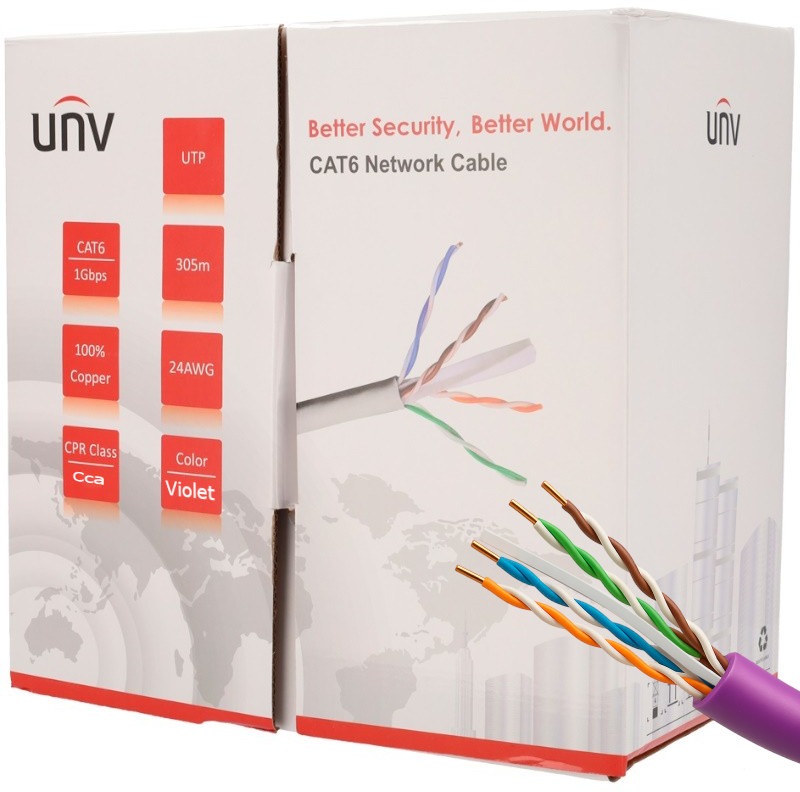 UTP-kabel op rol - 305 meter - 100% Koper - CAT6 - paars - utpr7