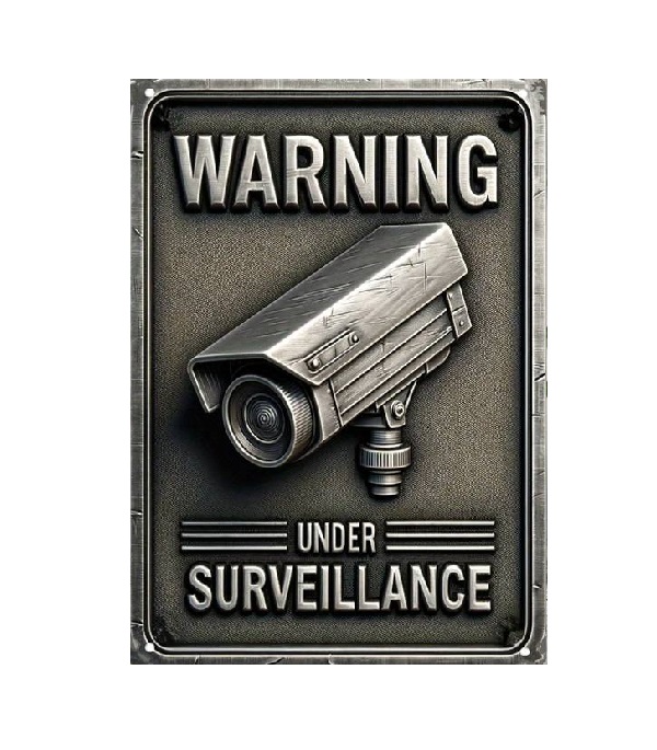 Metalen bordje vintage camerabewaking - ska002