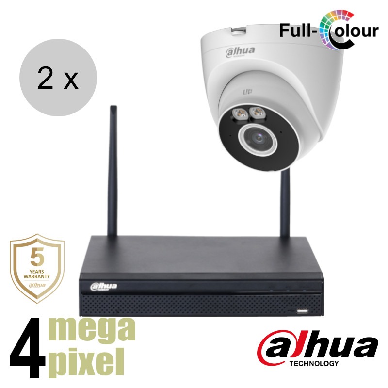 Dahua 4MP wifi camerasysteem - Full Colour - 2x turret camera - wis24dt1