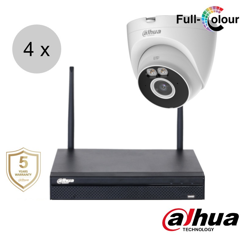 Dahua 4MP wifi camerasysteem - Full Colour - 4x turret camera - wis44dt1
