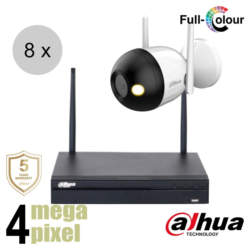Dahua 4MP wifi camerasysteem - Full Colour - 8x bullet camera - wis84db1